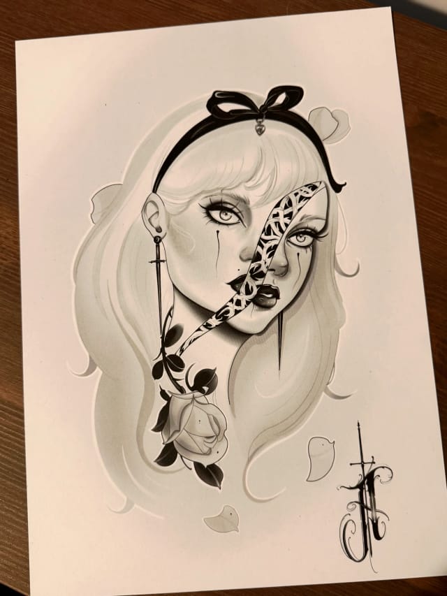 Alice Split Art Print - A4